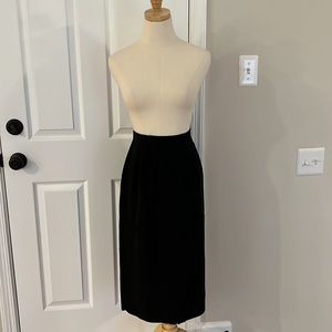 Black silk midi skirt